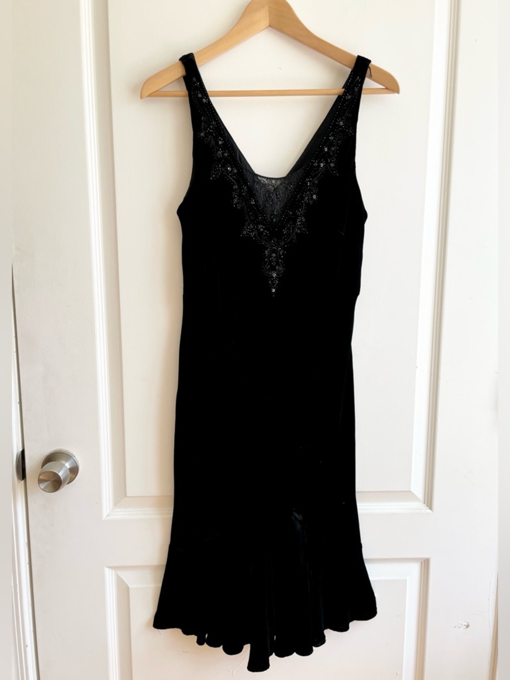 VTG Jones New York 1920s Style Velvet Silk Blend Beaded Dress 12 Great Gatsby